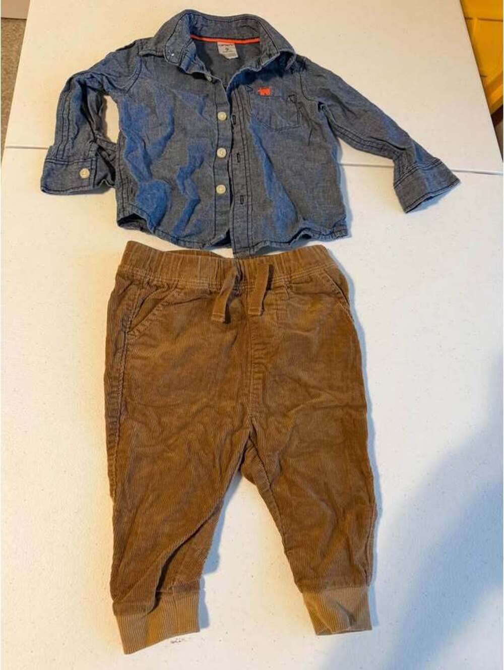 Carter's Button-Down Shirt and Old Navy Corduroy Pants